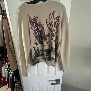 PacSun Beige Wild West Graphic Sweater
